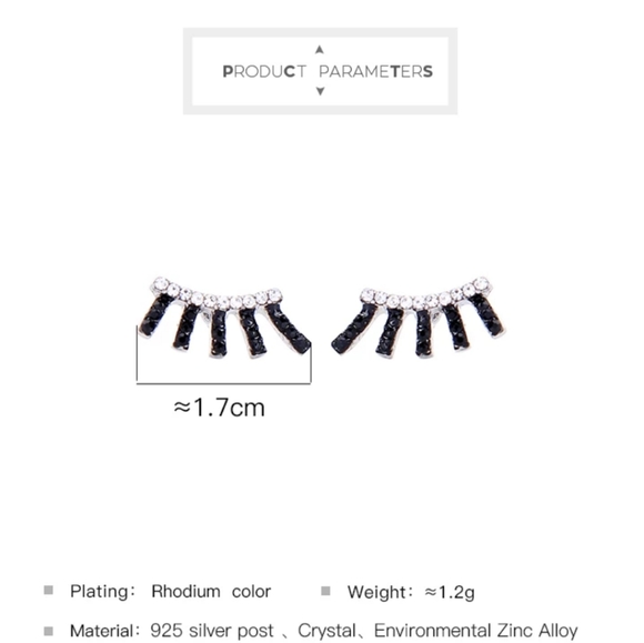 👁️NEW CHIC CRYSTAL💎👁️"LINER&LASHES"STUD EARRING - Picture 5 of 8
